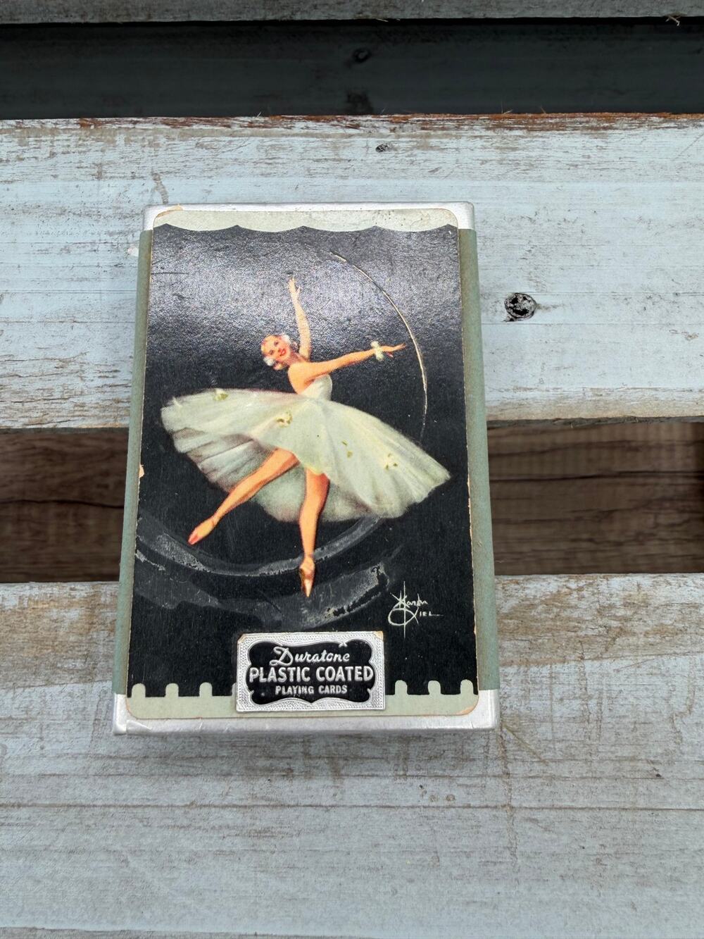 Vintage Duratone Plastic Coated Ballerina Playing Cards Double Deck Set - Art